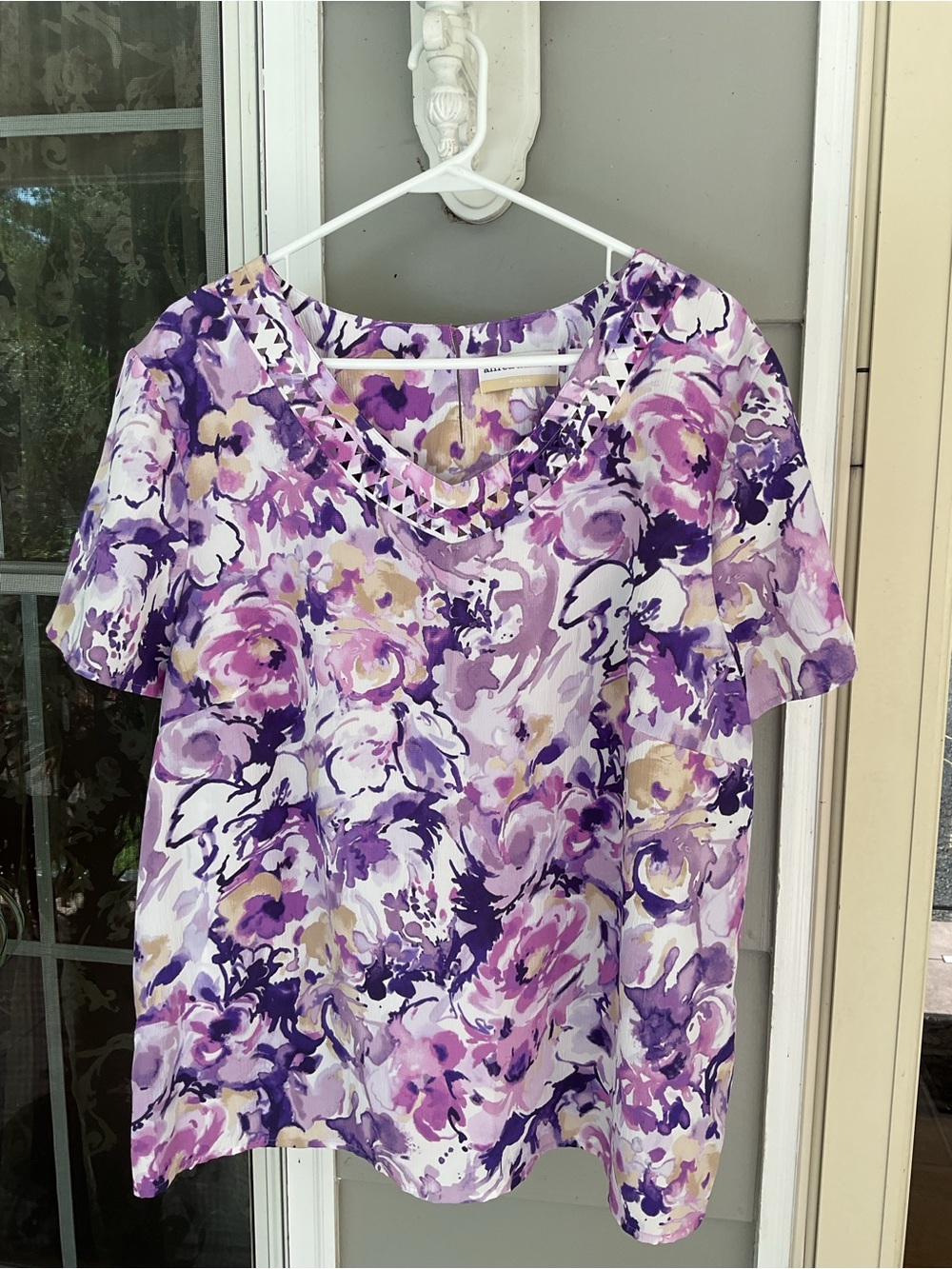 ALFRED DUNNER PLUS SIZE 18W Women’s  Dressy Pullover Top FLOWER purple NWOT